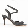 Anthracite glitter weaving follower shoes