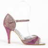 Purple printed suede follower shoes