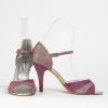 Purple printed suede follower shoes