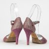 Purple printed suede follower shoes