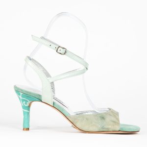 Light green printed leather follower shoes