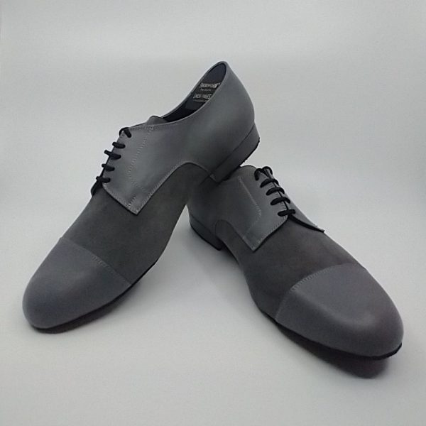 Grey leather & suede tango leader shoes
