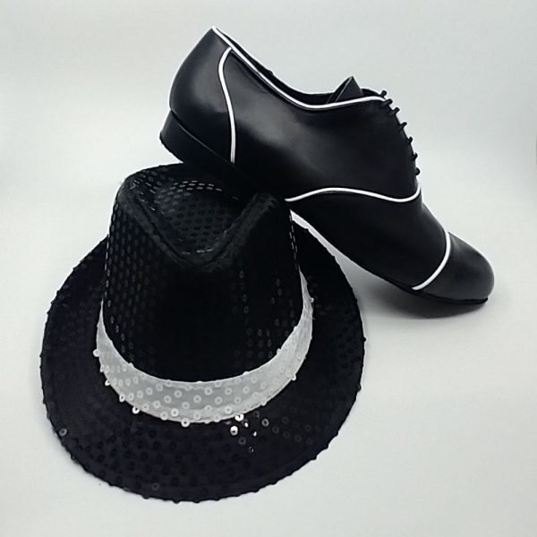 Black & white leather tango leader shoes