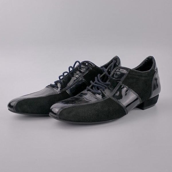 Black patent leather & suede tango leader shoes