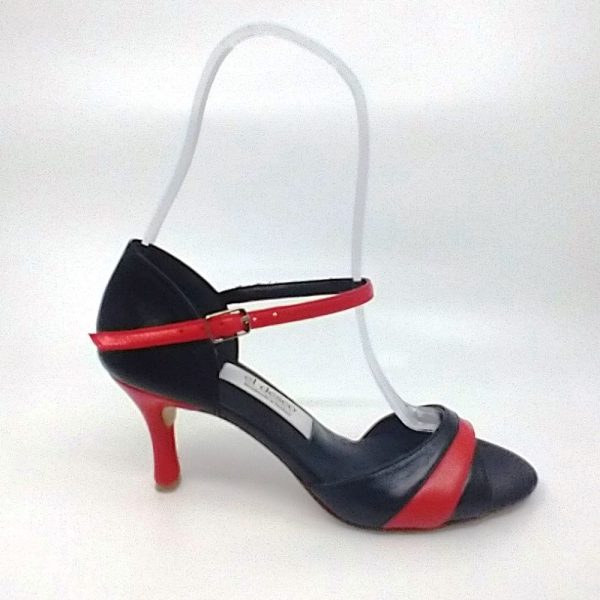 Black & red leather follower shoes