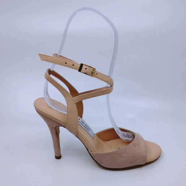 Beige suede & leather tango follower shoes