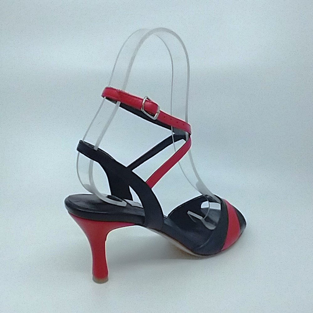 Black & red leather tango follower shoes