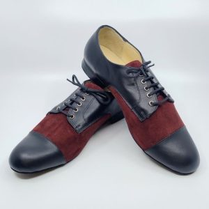 Black leather - Burgundy suede tango leader shoes