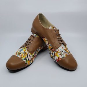 Brown - printed leather tango leader shoes