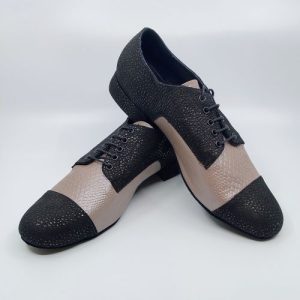 Black - Beige leather tango leader shoes