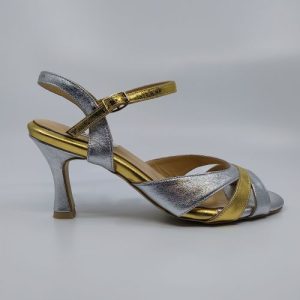 Silver-Gold leather follower shoes