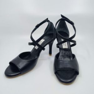Black leather tango follower shoes
