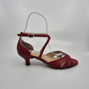 Red leather tango follower shoes