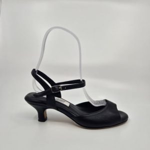 Black leather tango follower shoes