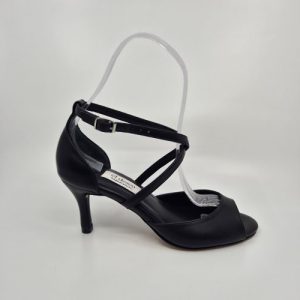 Black leather tango follower shoes
