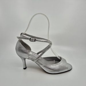 Silver leather tango follower shoes