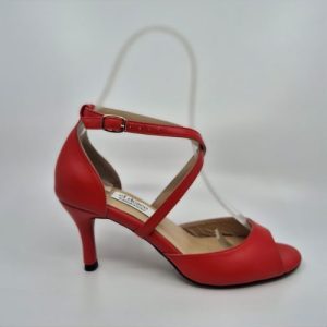 Coral leather tango follower shoes